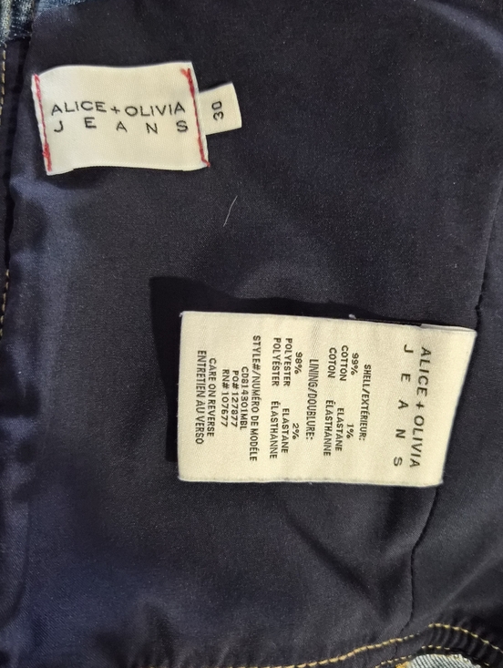 Alice + Olivia Jeans Lovetta Denim Wide Leg Jumpsuit Monterey Blue Size 30 - Picture 10 of 12